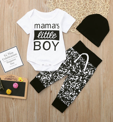 Fashion Newborn Kid Baby Boy 3PCs Clothes Letter
